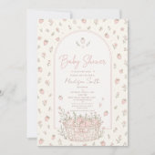 Faire-part de naissance Fille Bébé Fraise Fleur Ro (Devant)