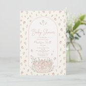 Faire-part de naissance Fille Bébé Fraise Fleur Ro (Debout devant)