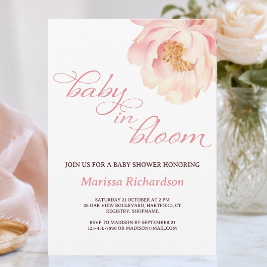Faire-part de naissance Fille Bébé Rose en Fleur