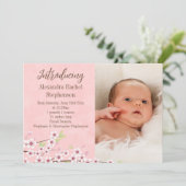 Faire-part de naissance Fille Bébé Rose et Brun Sa (Debout devant)
