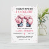 Faire-part de Naissance Fille Boxe Rose Aquarelle (Debout devant)
