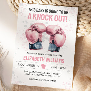 Faire-part de Naissance Fille Boxe Rose Aquarelle
