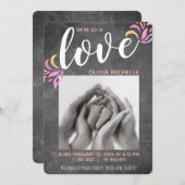 Faire-Part de Naissance Fille Chalkboard Amour (Devant / Derrière)