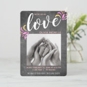 Faire-Part de Naissance Fille Chalkboard Amour (Debout devant)