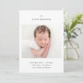 Faire-part de naissance fille coeur rose minimalis (Debout devant)