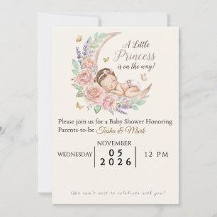 Faire-part de naissance Fille endormie sur la Lune