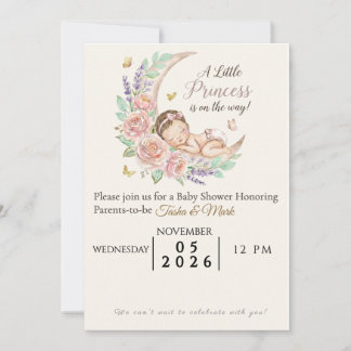 Faire-part de naissance Fille endormie sur la Lune