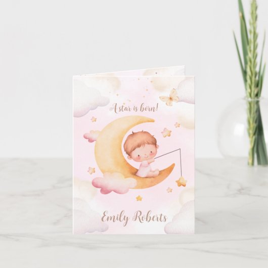 Faire-part de naissance fille - Fille de l'étoile (Devant)