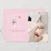 Faire-part de naissance fille initiale E (Devant / Derrière)