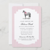 Faire-part de Naissance Fille Rose Cheval à l'anci (Devant)
