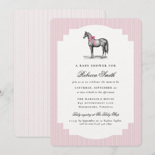 Faire-part de Naissance Fille Rose Cheval à l'anci