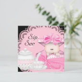 Faire-part de naissance fille rose et noir Sip & S (Debout devant)
