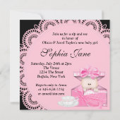 Faire-part de naissance fille rose et noir Sip & S (Dos)