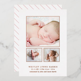 Faire-part de naissance fille Rose Gold Photo Coll