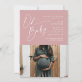 Faire-part de naissance fille rose poudré écriture (Devant)