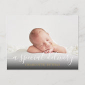 Faire-part de naissance Fille Rose Script Simple B (Devant)
