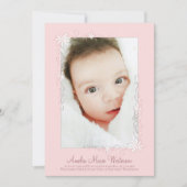 Faire-part de naissance fille rose Vintage (Devant)