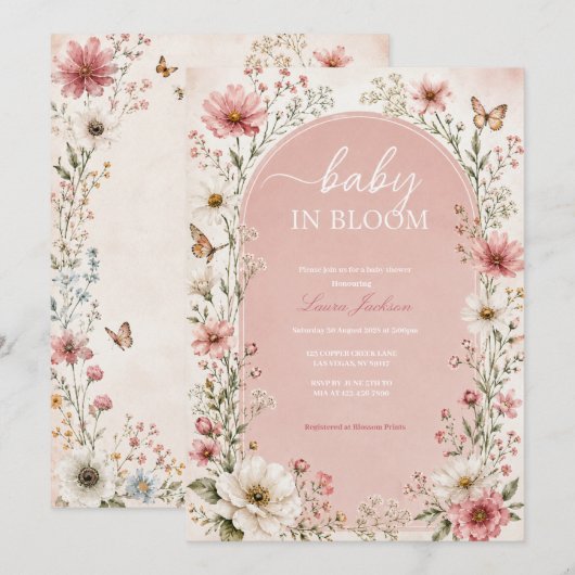 Faire-Part de Naissance Fleur de Bébé (Devant / Derrière)