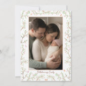 Faire-part de naissance Fleur de ruban rose élégan (Dos)