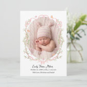 Faire-part de naissance Fleur de ruban rose élégan (Debout devant)