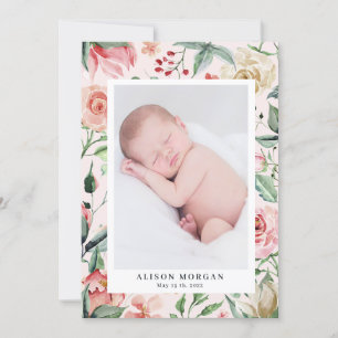 faire-part de naissance fleurie de minuit