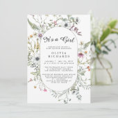 Faire-Part de Naissance Fleurie pour Bébé Fille (Debout devant)