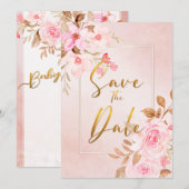 Faire-part de naissance Fleurs rose pastel pour Ba (Devant / Derrière)