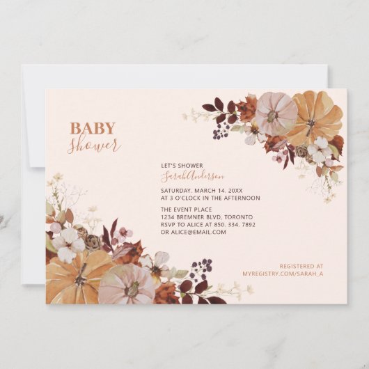 Faire-part de naissance Floral Automnal Rustique (Devant)