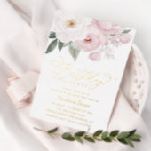 faire-part de naissance floral avec lettrage doré