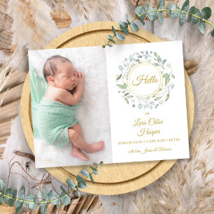 Faire-part de naissance floral avec photo et écrit