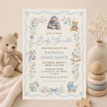 Faire-part de naissance floral bleu pour Baby Show