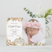 Faire-part de naissance Floral Citrouille blanc av (Debout devant)