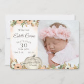 Faire-part de naissance Floral Citrouille blanc av (Devant)