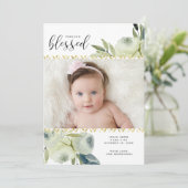 Faire-part de naissance floral d'aquarelle avec (Debout devant)