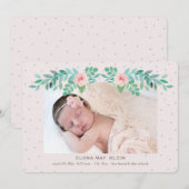 Faire-part de naissance floral florissant (Devant / Derrière)