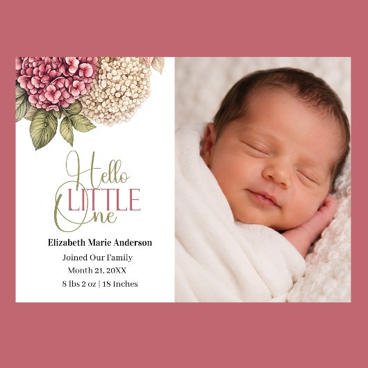 Faire-part de naissance floral Hydrangea Photo de