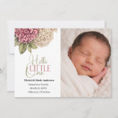 Faire-part de naissance floral Hydrangea Photo de (Devant)