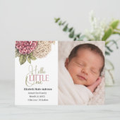 Faire-part de naissance floral Hydrangea Photo de (Debout devant)