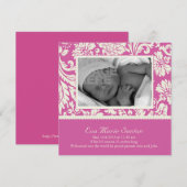 Faire-part de naissance - floral magenta (Devant / Derrière)