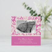 Faire-part de naissance - floral magenta (Debout devant)
