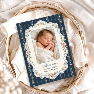 Faire-part de naissance floral Navy
