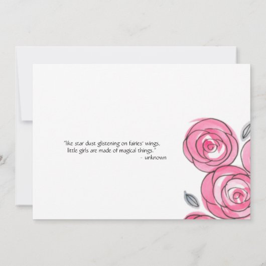 Faire-part de naissance floral rose moderne (Dos)