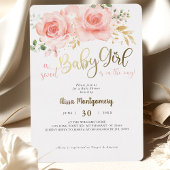 Faire-part de naissance floral rose pour bébé fill