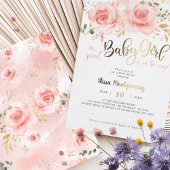 Faire-part de naissance floral rose pour bébé fill