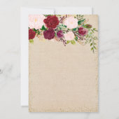 Faire-part de naissance floral rustique bordeaux p (Dos)