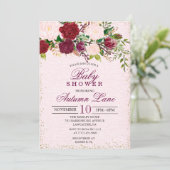 Faire-part de naissance floral rustique bordeaux p (Debout devant)