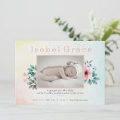 Faire-part de naissance florale avec verse bibliqu (Debout devant)