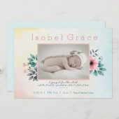 Faire-part de naissance florale avec verse bibliqu (Devant / Derrière)