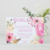 Faire-part de naissance florale de la petite fille (Debout devant)