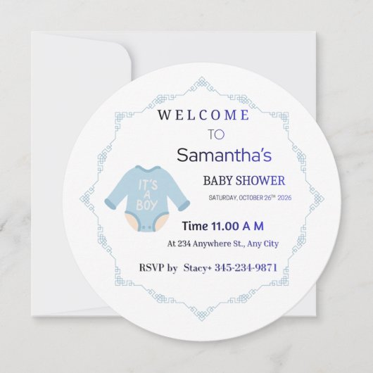 Faire-part de naissance garçon bébé "C'est un garç (Devant)